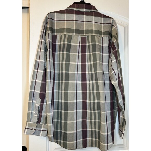 Roundtree & Yorke Shirt Men Size XL Dress Plaid Non Iron Collar Button Down Brow - Picture 3 of 9